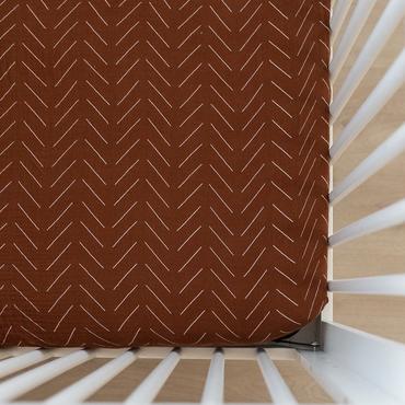 Mebie Baby Muslin Crib Sheet, Rust Mudcloth
